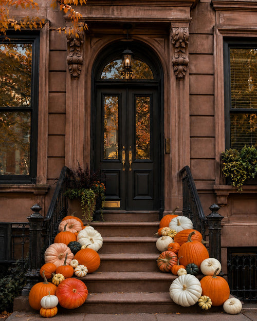 Pumpkin Party residential stoop pumpkin installation